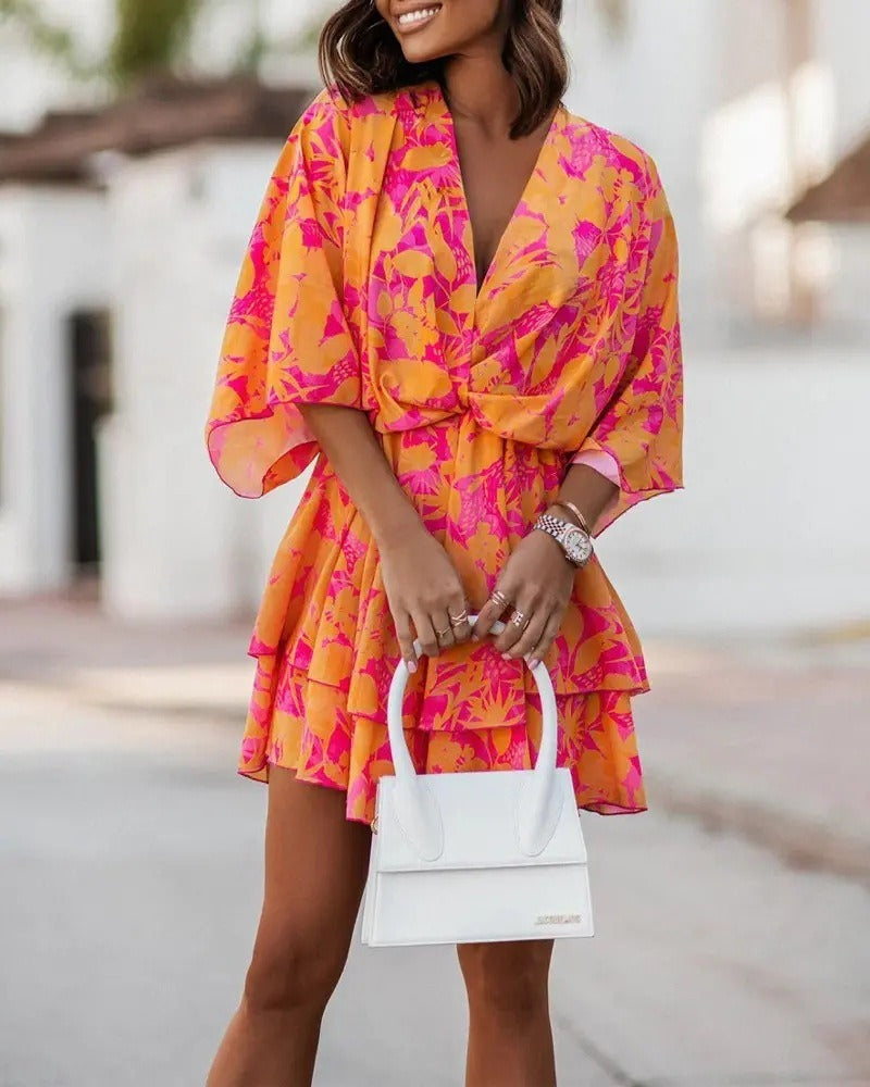 Isabella Romano | Vibrant Ruffle Mini Dress For Women