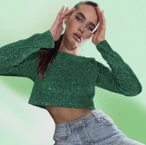 Valentina Moreau | Luxe Sequin Crop Top For Women