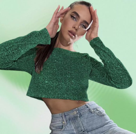 Valentina Moreau | Luxe Sequin Crop Top For Women