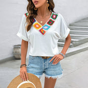 Millie Fairweather | Crochet-Trim V-Neck Tee For Women