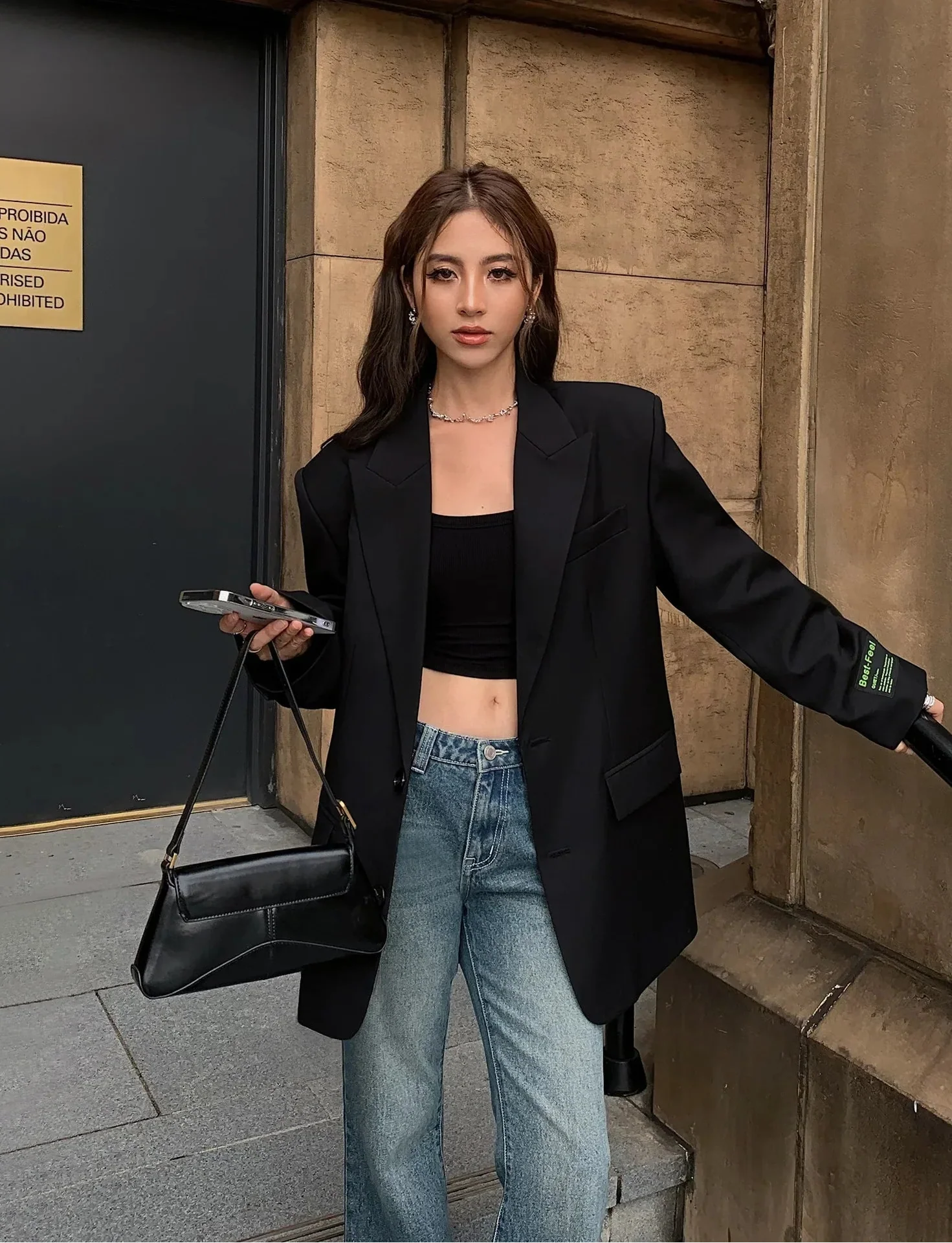 Elise Brennan | Oversized Black Blazer Jacket For Women