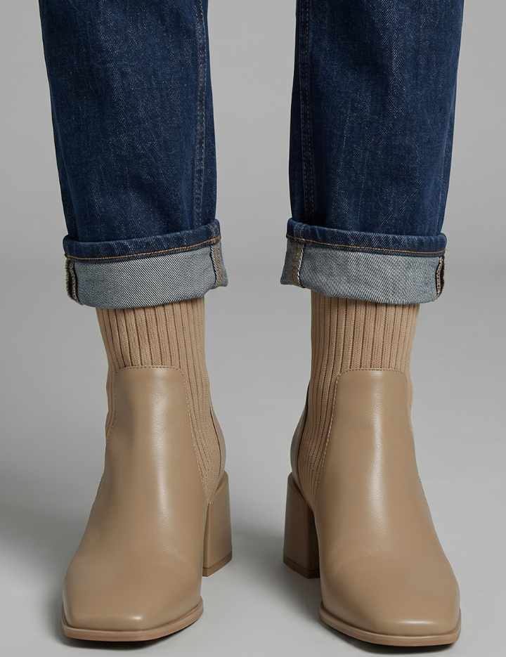 Aurora Sinclair | Knit Heel Ankle Boots For Women