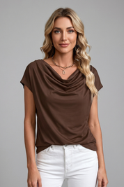 Lucy Harris | Cowl Neck Draped Blouse For Women