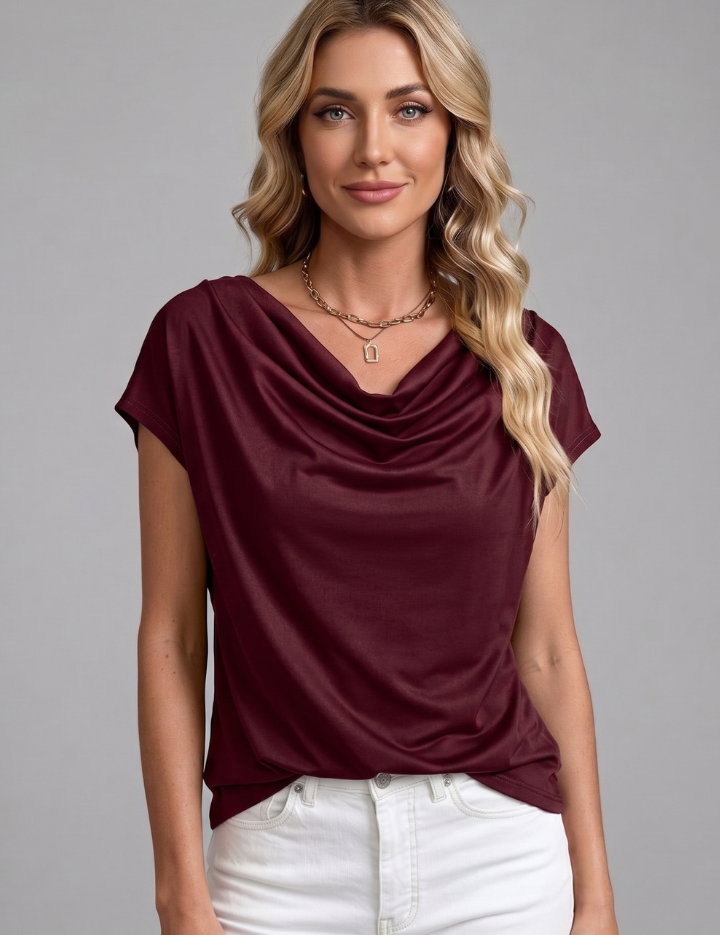 Lucy Harris | Cowl Neck Draped Blouse For Women