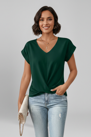 Ruby Hughes | V-Neck Twist Front Top For Women
