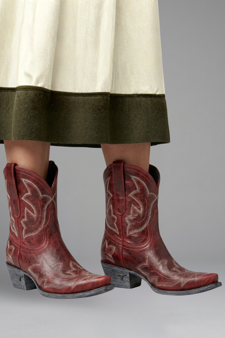 Ruby Evans | Western Embroidered Ankle Cowboy Boots For Women