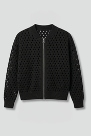 Brooke Hughes | Crochet Zip-Up Bomber Cardigan For Women