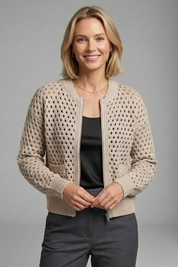 Brooke Hughes | Crochet Zip-Up Bomber Cardigan For Women