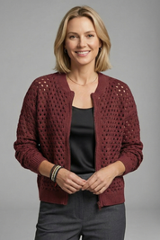 Brooke Hughes | Crochet Zip-Up Bomber Cardigan For Women