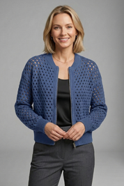 Brooke Hughes | Crochet Zip-Up Bomber Cardigan For Women