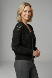 Brooke Hughes | Crochet Zip-Up Bomber Cardigan For Women