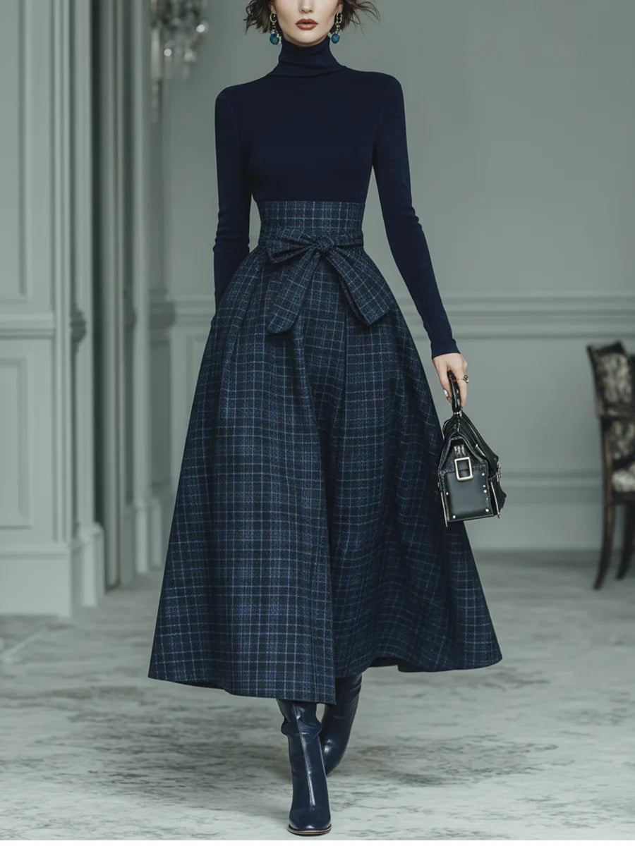 Matilda Sheppard | Plaid Skirt And Turtleneck Set For Women
