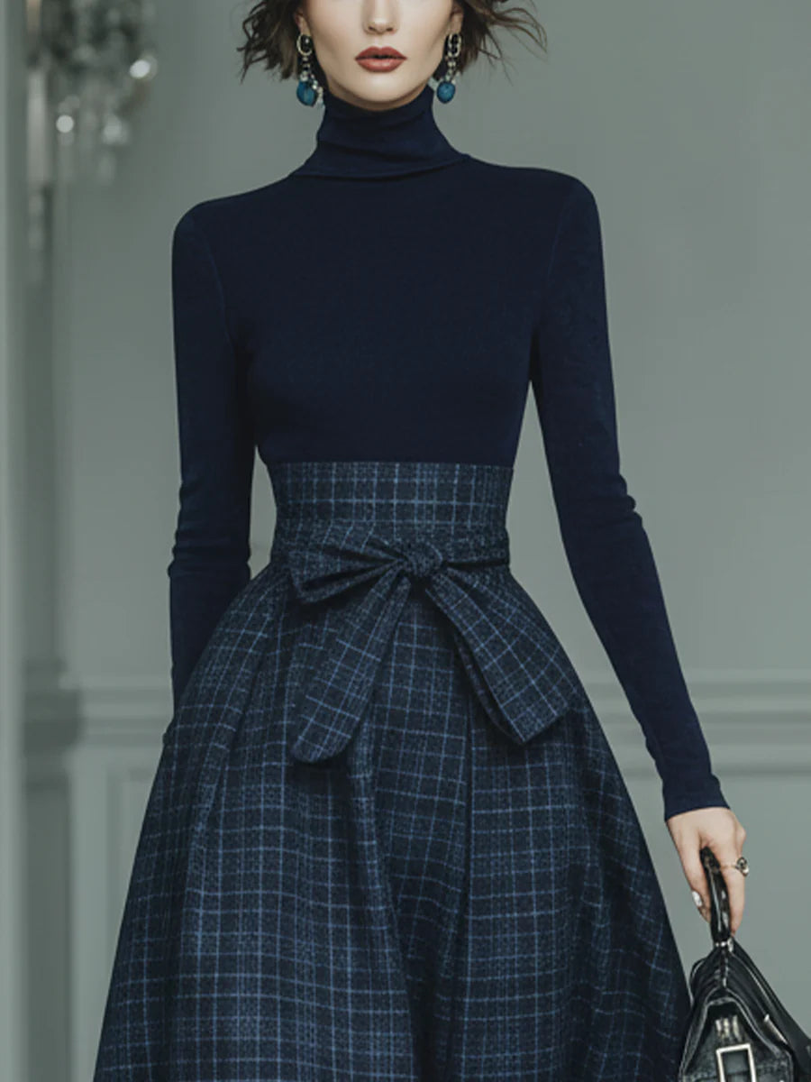 Matilda Sheppard | Plaid Skirt And Turtleneck Set For Women
