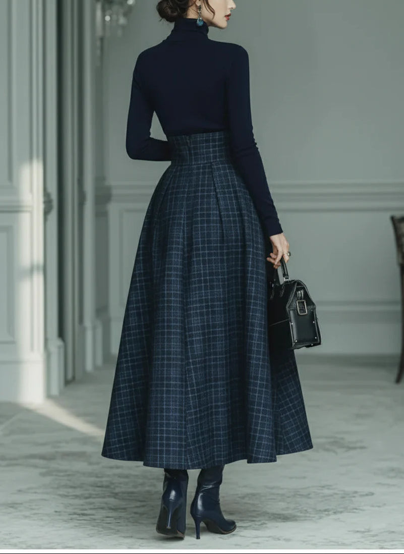 Matilda Sheppard | Plaid Skirt And Turtleneck Set For Women