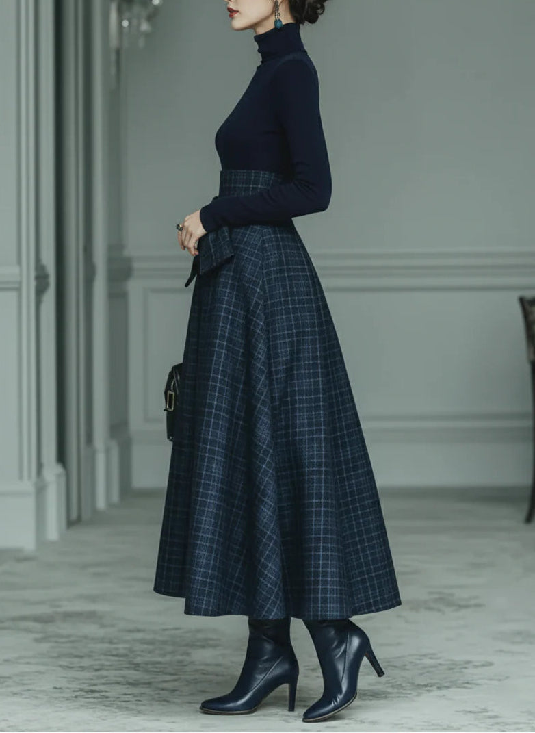 Matilda Sheppard | Plaid Skirt And Turtleneck Set For Women