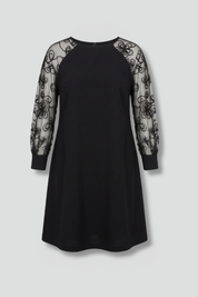 Mia Clarke | Long Sleeve Mini Dress with Embroidered Lace Sleeves For Women