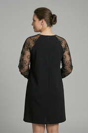 Mia Clarke | Long Sleeve Mini Dress with Embroidered Lace Sleeves For Women
