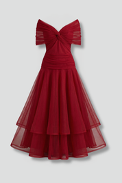 Amelia Forsythe | Off-Shoulder Tiered Tulle Midi Dress For Women