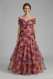Amelia Forsythe | Off-Shoulder Tiered Tulle Midi Dress For Women