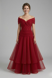 Amelia Forsythe | Off-Shoulder Tiered Tulle Midi Dress For Women