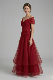 Amelia Forsythe | Off-Shoulder Tiered Tulle Midi Dress For Women