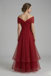 Amelia Forsythe | Off-Shoulder Tiered Tulle Midi Dress For Women