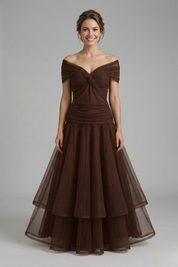 Amelia Forsythe | Off-Shoulder Tiered Tulle Midi Dress For Women