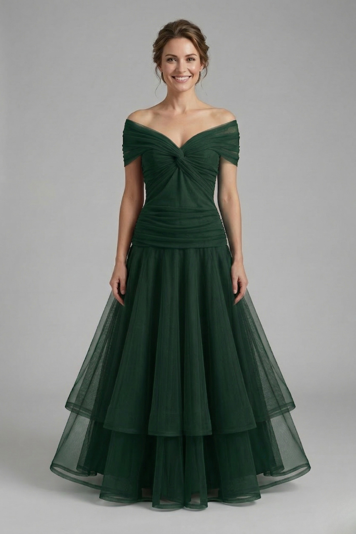 Amelia Forsythe | Off-Shoulder Tiered Tulle Midi Dress For Women