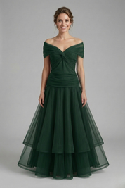Amelia Forsythe | Off-Shoulder Tiered Tulle Midi Dress For Women