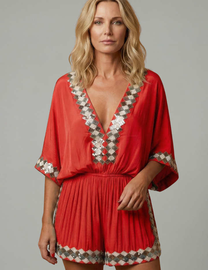 Phoebe Walker | Embroidered Playsuit For Women
