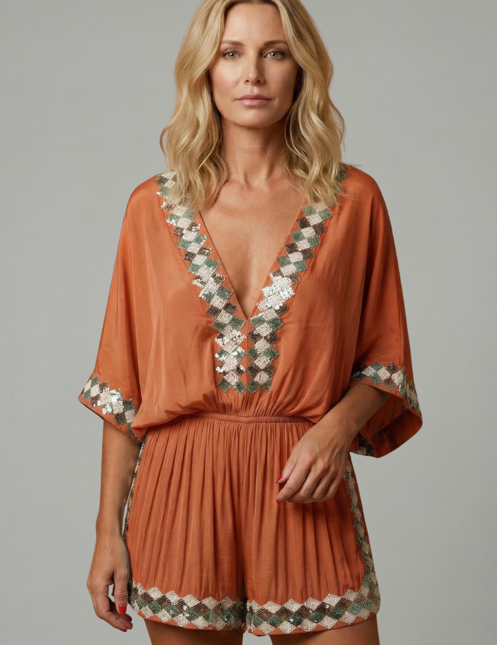 Phoebe Walker | Embroidered Playsuit For Women