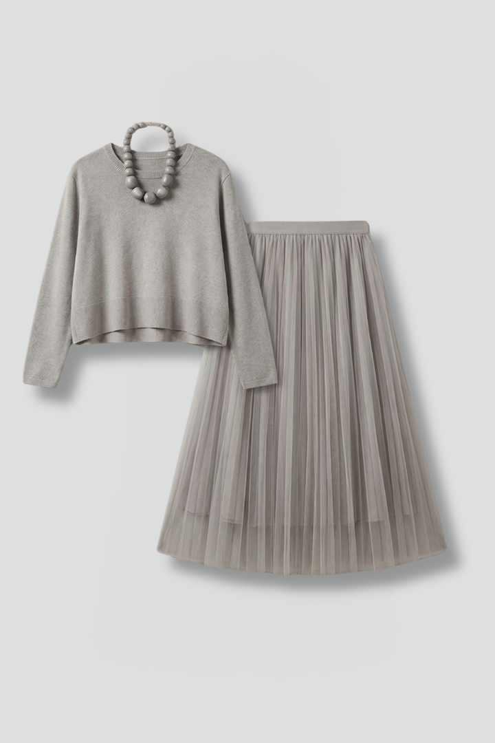 Phoebe Campbell | Knit & Tulle Midi Two-Piece Set For Women