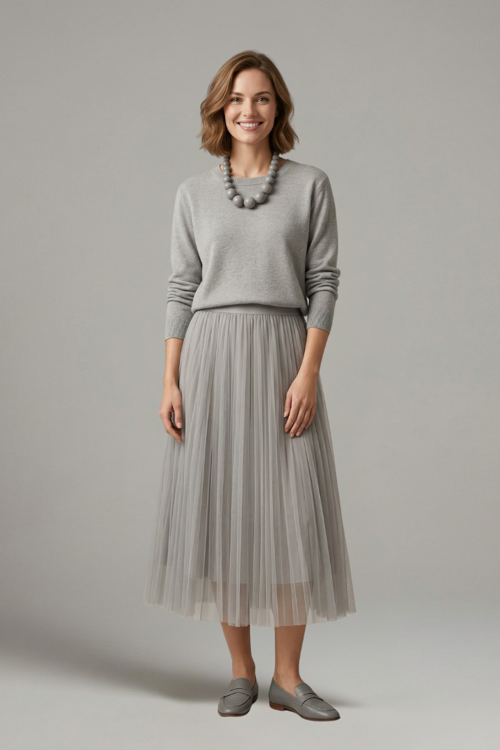 Phoebe Campbell | Knit & Tulle Midi Two-Piece Set For Women