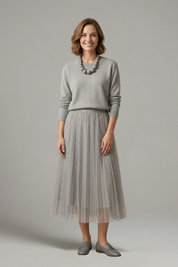 Phoebe Campbell | Knit & Tulle Midi Two-Piece Set For Women