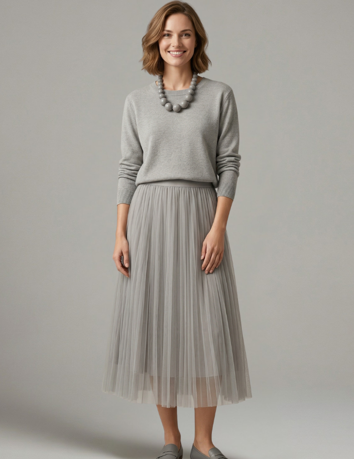 Phoebe Campbell | Knit & Tulle Midi Two-Piece Set For Women