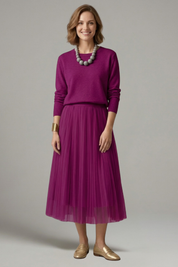 Phoebe Campbell | Knit & Tulle Midi Two-Piece Set For Women
