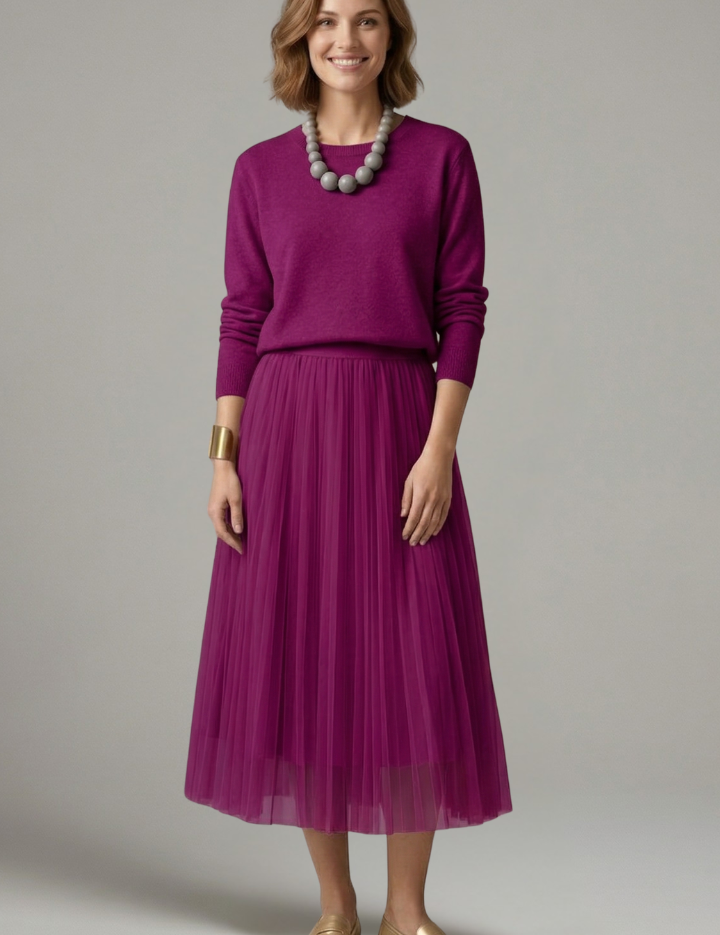 Phoebe Campbell | Knit & Tulle Midi Two-Piece Set For Women