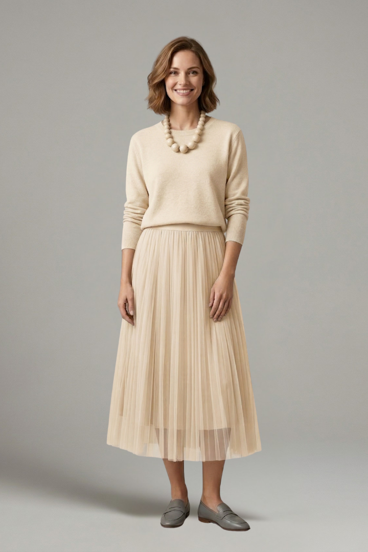Phoebe Campbell | Knit & Tulle Midi Two-Piece Set For Women