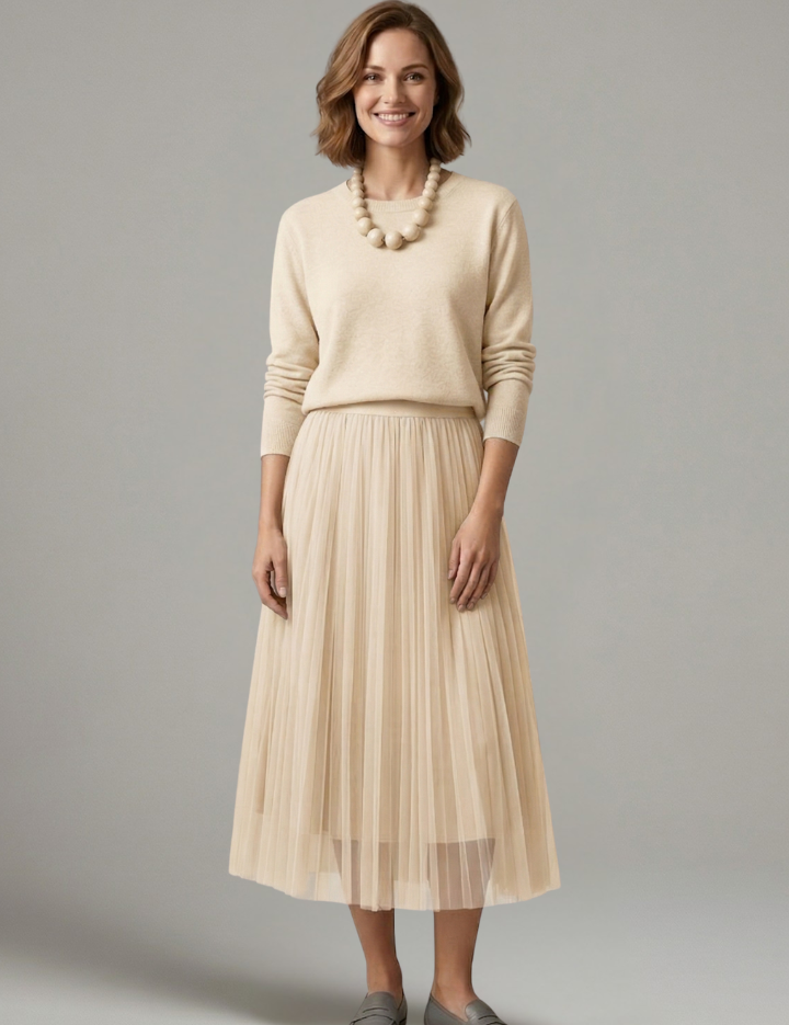 Phoebe Campbell | Knit & Tulle Midi Two-Piece Set For Women