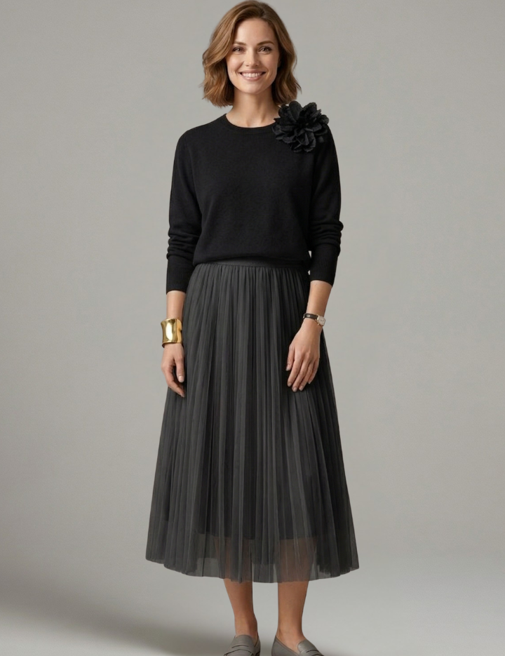 Phoebe Campbell | Knit & Tulle Midi Two-Piece Set For Women