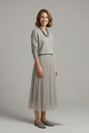 Phoebe Campbell | Knit & Tulle Midi Two-Piece Set For Women
