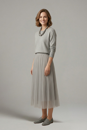 Phoebe Campbell | Knit & Tulle Midi Two-Piece Set For Women