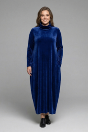 Sophie Turner | Velvet Maxi Dress with High Neck For Women
