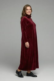 Sophie Turner | Velvet Maxi Dress with High Neck For Women