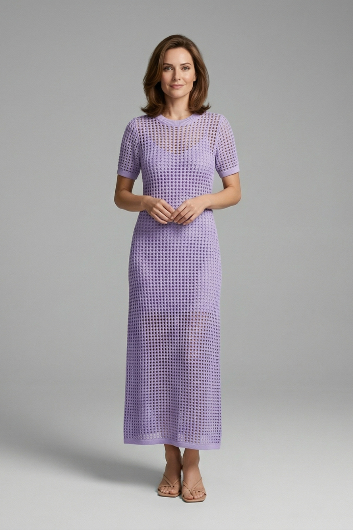 Tara Robertson | Open-Knit Crochet Maxi Dress For Women