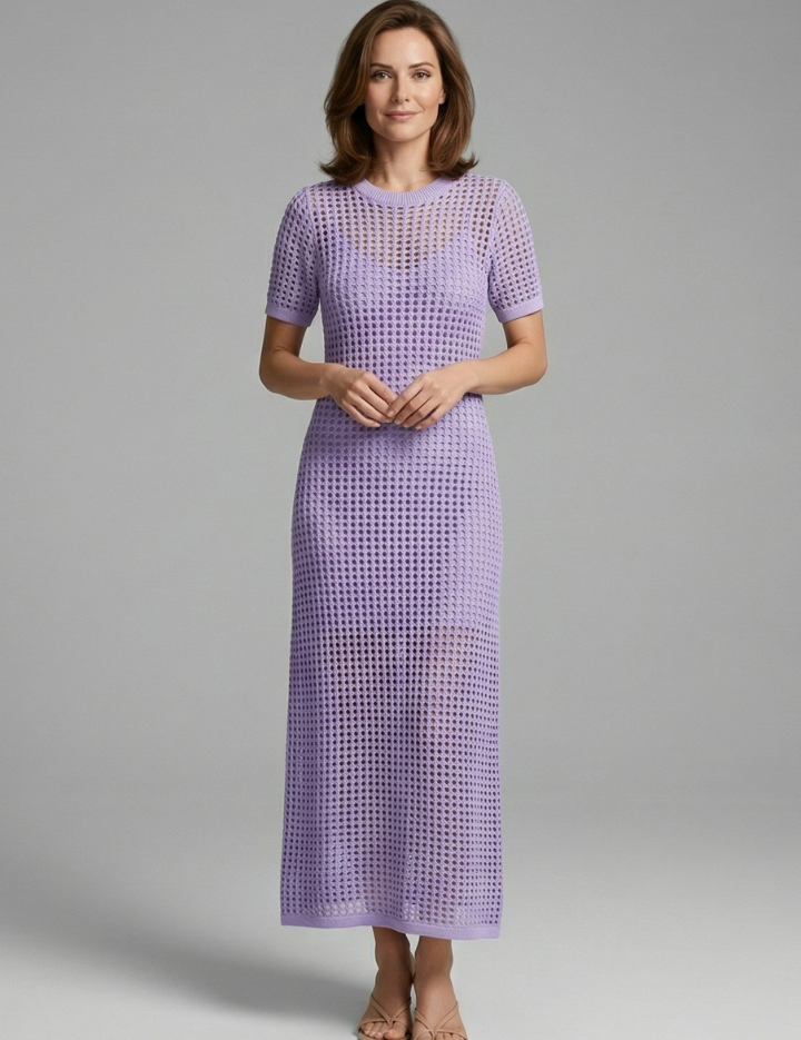 Tara Robertson | Open-Knit Crochet Maxi Dress For Women