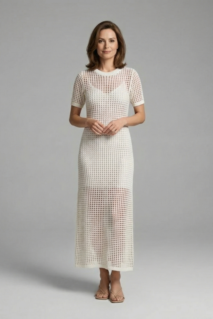 Tara Robertson | Open-Knit Crochet Maxi Dress For Women