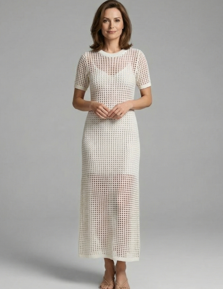 Tara Robertson | Open-Knit Crochet Maxi Dress For Women
