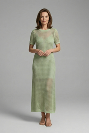 Tara Robertson | Open-Knit Crochet Maxi Dress For Women