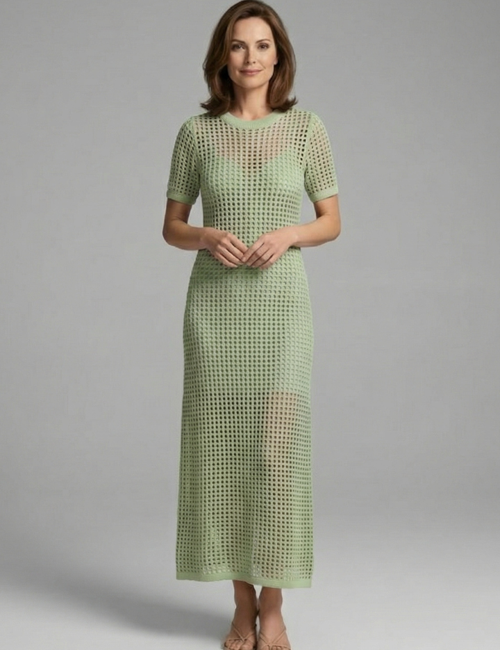 Tara Robertson | Open-Knit Crochet Maxi Dress For Women